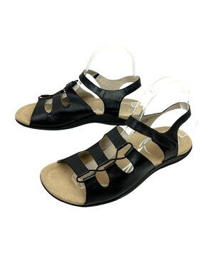 ABEO Biosystem Brook Leather Sandals Womens 8.5 Black NEW